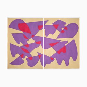 Ryan Rivadeneyra, Purple Desert Pools Diptychon, 2022, Acryl auf Papier