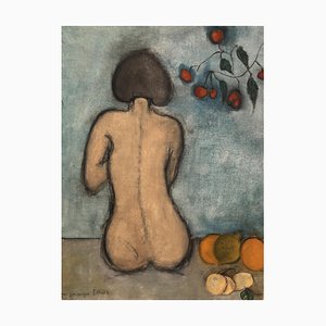 Dominique Pillas, Jeune femme nue de dos, 1966, Oil on Canvas