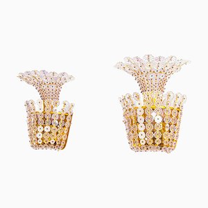 Wall Sconces with Crystal Flowers in the Style of Stejnar / Nikoll, Vienna, 1950s, Set of 2