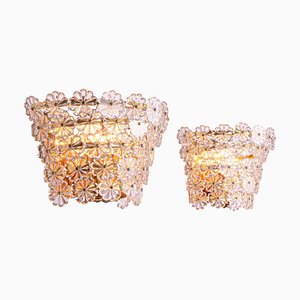 Wall Sconces with Crystal Flowers in the style of Emil Stejnar for Nikoll, Vienna, 1950s, Set of 2