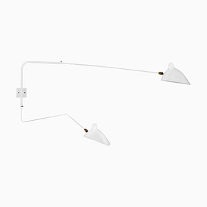 Modern Two Rotating Straight-Curved Arms Wall Lamp by Serge Mouille