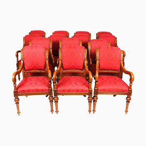 19th Century Irish Oak Open Armchairs, Set of 14