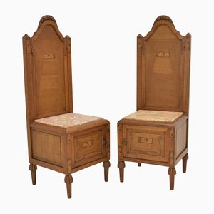 Art Deco Oak Bedside Chair Cabinets, 1920s, Set of 2
