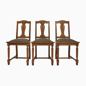 Art Deco Dining Chairs in Solid Oak, 1925, Set of 6