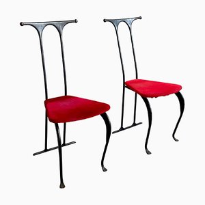 Postmodern Brutalist Artisanal Wrought Iron Chairs, Poland, 1980s, Set of 2
