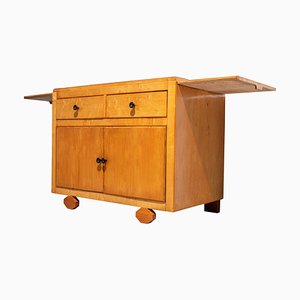 Mueble francés pequeño de madera con tablero de hojas laterales, años 70