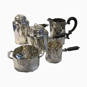 Danish Silver Coffee or Tea Service by F. Hingelberg & L. Berth, Set of 5