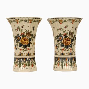 Polychrome Delftware Beaker Vases from Royal Delft, 1950s, Set of 2