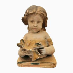 Figurine of Young Girl Reading in Plaster