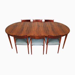 Danish Wood Dining Table and Chairs attributed to Arne Vodder for Sibast, 1960s, Set of 7