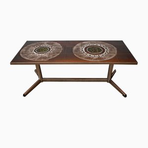 Tavolino da caffè rettangolare in metallo cromato e smaltato, anni '70