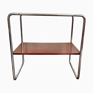 Vintage Bauhaus Side Table with Chrome-Plated Steel Tube Frame, 1930s