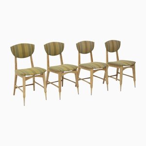 Vintage Wood & Fabric Dining Chairs by Melchiorre Bega, 1950s, Set of 4