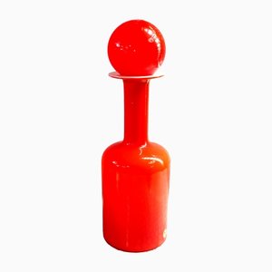 Large Red Glass Bottle Vase with Ball by Otto Brauer for Holmegaard, 1960s