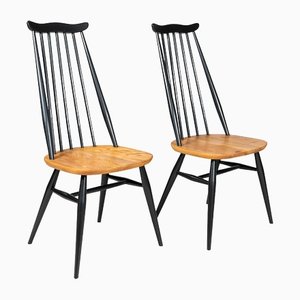 Schwarze Stühle aus Ulmenholz in Ulmenholz von Lucian Ercolani für Ercol, UK, 1960er, 2er Set