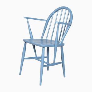 Blue Windsor Chair with Armrests attributed to Lucian Ercolani for Ercol, 1960s