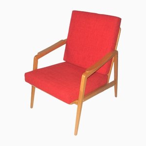 Fauteuil Mid-Century Rouge, Tchécoslovaquie, 1960s