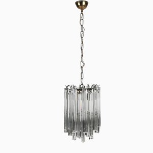 Murano Pendant Light in the Style of Venini with Trihedron Glass, Italy, 1970s