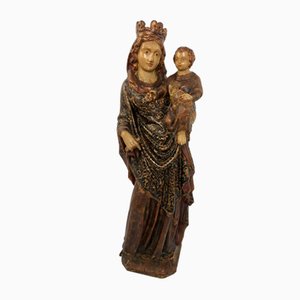 Virgen y niño, finales del siglo XVIII, madera policromada