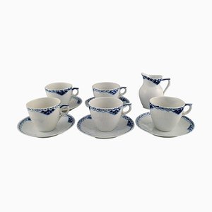 Model 756 Coffee Cups with Saucers and Creamer from Royal Copenhagen, Set of 11