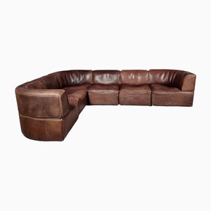 DS-15m Brown Leather Modular Sofa from De Sede, 1970s