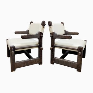 Set of Mid-Century Brutalist Sculptural Nature Armchairs, 1950s