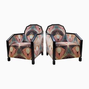 Fauteuils Club à Motifs Art Déco, 1930s, Set de 2