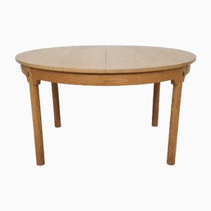 Round Oak Extendable Dining Table attributed to Borge Mogensen for Karl Andersson, Denmark, 1955