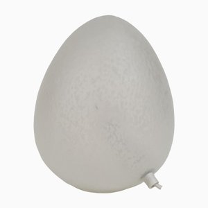 White Glass Egg-Shaped Table Light, 1970s