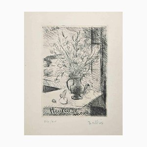 Richard Bellies, The Flower Jarrón, aguafuerte, años 50
