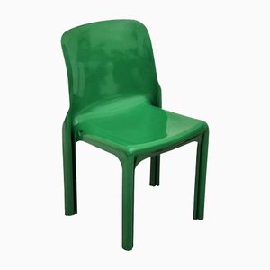 Italian Space Age Selene Chair in Green by Vico Magistretti for Artemide, 1960s