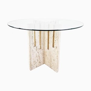 Sculptural Travertine Dining Table, 1970s