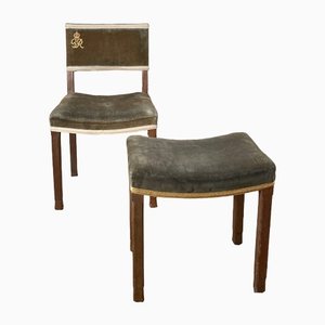 Antique Kings Coronation Chair and Matching Stool from Westminster Abbey