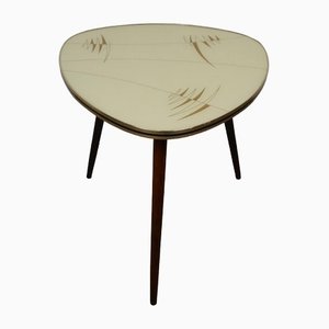 Kidney Table with Patterned Glass Top, 1950s