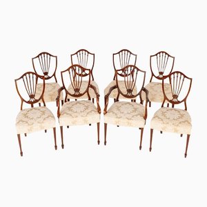 Hepplewhite Mahogany Dining Chairs, Set of 8