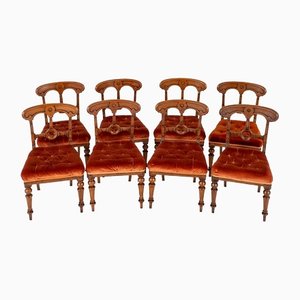Victorian Gothic Dining Chairs in Oak, 1860s, Set of 8