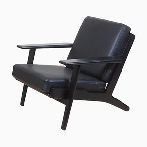 Chaise GE-290 en Cuir de Bison Noir par Hans J. Wegner pour Getama