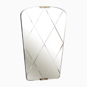 Specchio a forma di diamante inciso, anni '70