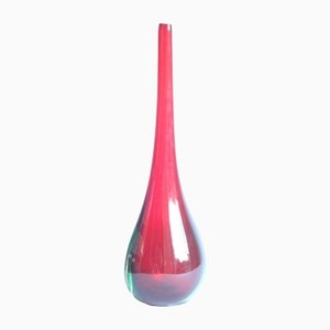 Sommerso Drop Vase in Red and Blue Murano Glass, 1950s