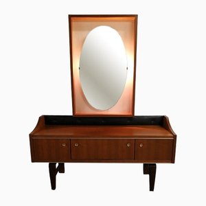 Scandinavian Teak Sky with Oval Mirror Hairdresser, 1960s