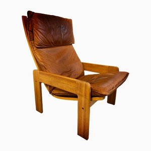 Lounge Chair in Leather by Yngve Ekström for Swedese, 1970s