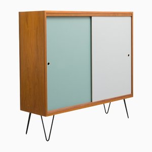 Walnut Highboard with Reservable Doors & Hairpin Legs, 1960s