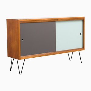 Teak Sideboard with Colored Reversible Doors & Hairpin Legs, 1960s