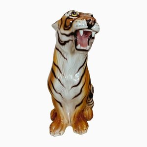 Vintage Tiger Statue in Ceramic, 1960s
