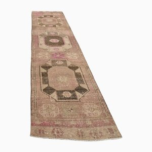 Vintage Turkish Brown Pink Wool Kilim Rug