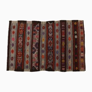 Vintage Turkish Striped Kilim Oushak Rug