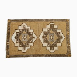 Tapis Vintage Marron Blanc Délavé, Turquie