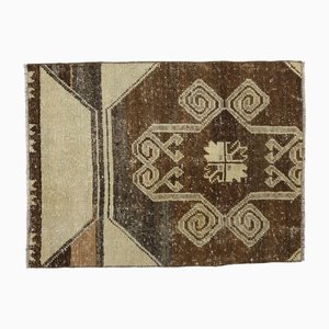 Tappeto vintage fatto a mano in lana beige, Turchia