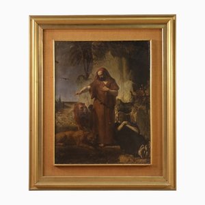 Italian Artist, Saint Anthony the Abbot Buries Saint Paul, 1860, Oil on Canvas, Framed