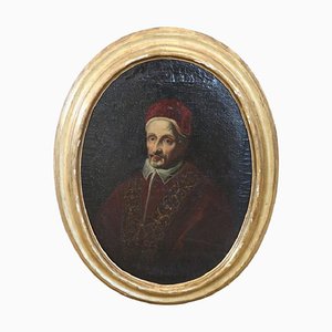 Italian Artist, Oval Portrait of Pope Clement IX, Oil on Canvas, 17th Century, Framed